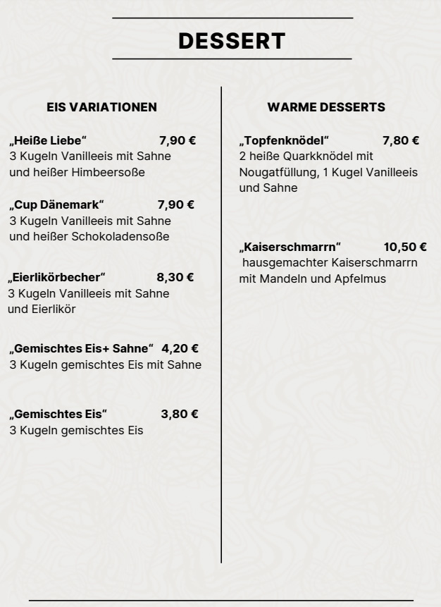Speisekarte