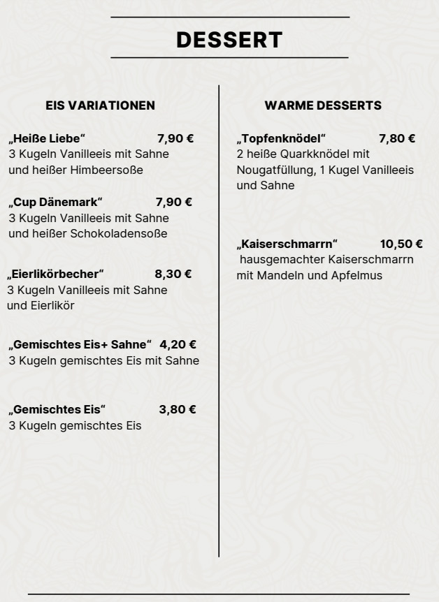 Speisekarte