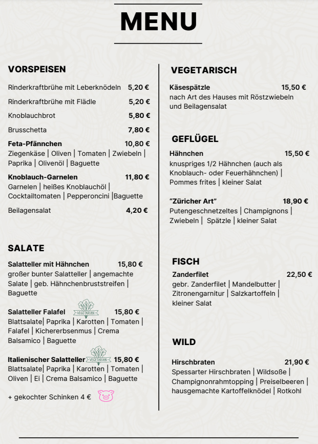 Speisekarte
