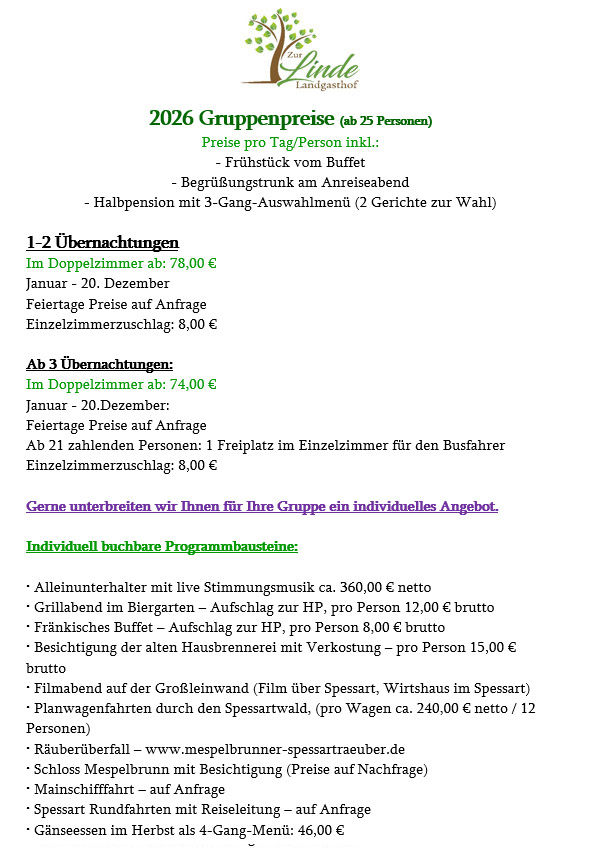 Arrangements Linde Spessart